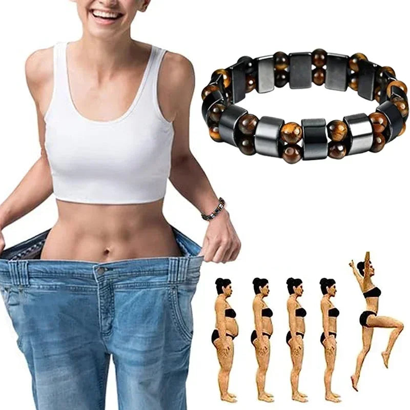 Natural Stone Double Layer Tiger Eye Lymphatic Detoxification Bracelet for Men and Women Magnetic Therapy Weight Loss Bracelet